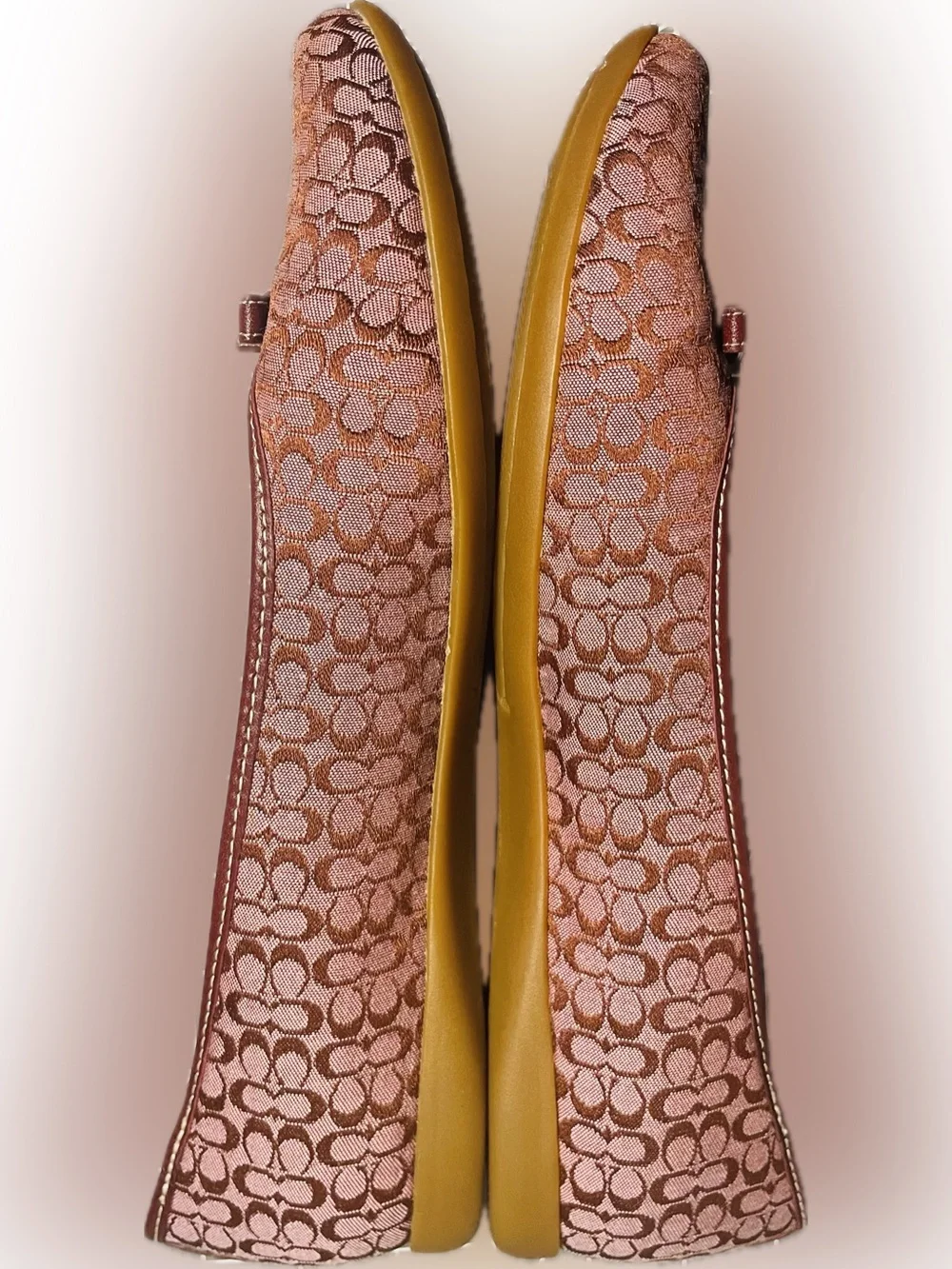 Coach Crystal Mini Nappa Signature Jacquard Bow Ballet Flats 9.5 EUC